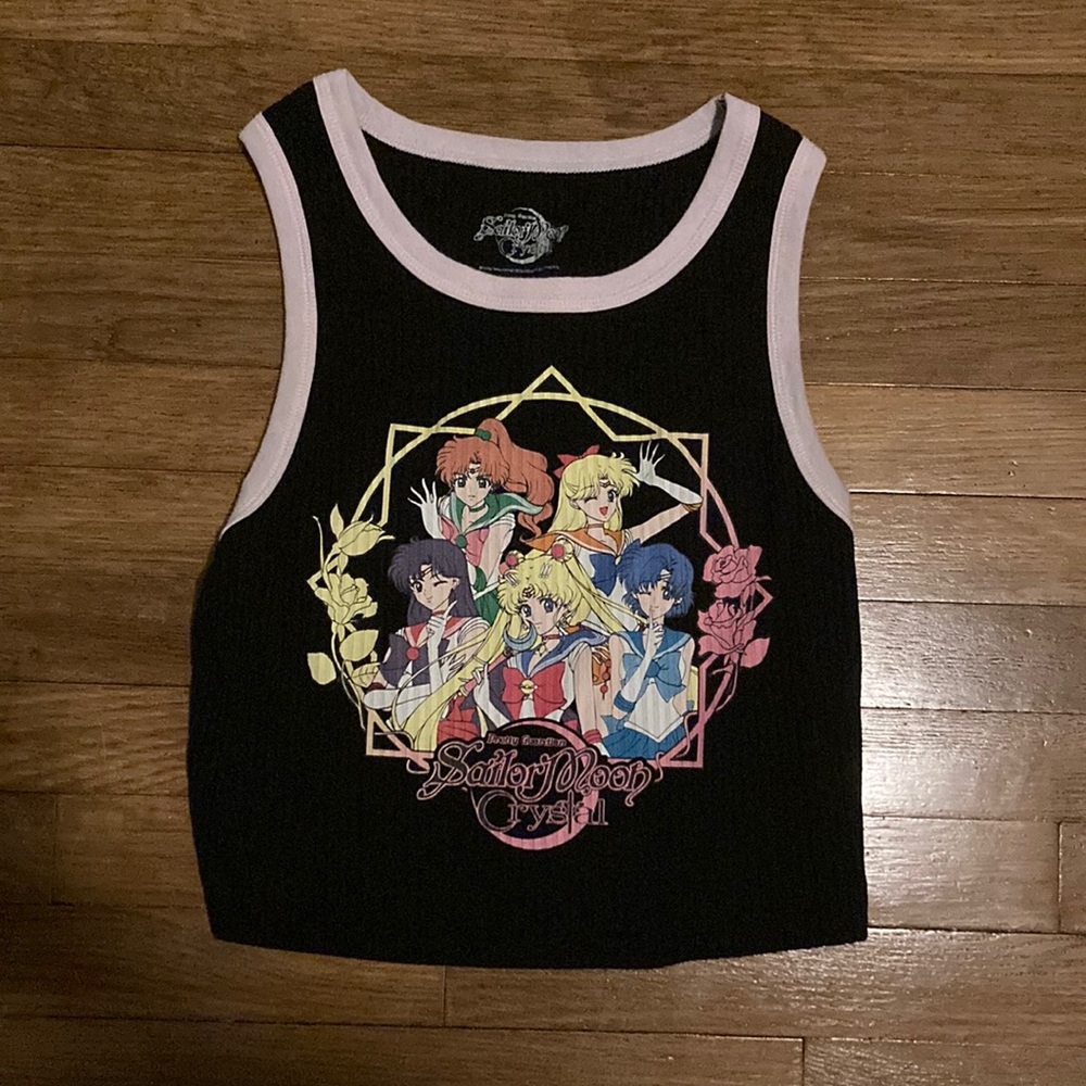 “Pretty Guardian Sailor Moon Crystal” Print Crop-Top Shirt